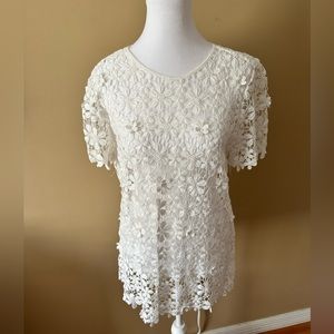 Michael Kors blouse size M can wear under with nude color tank or without